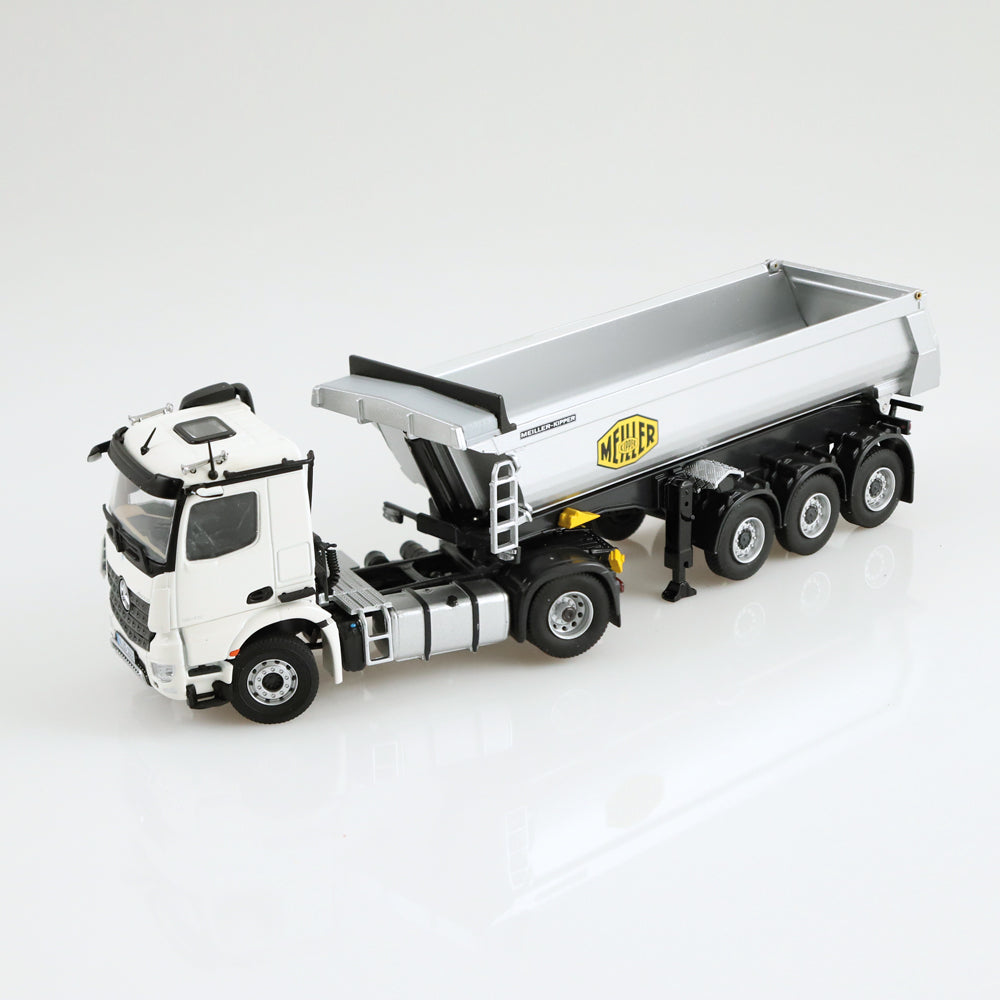 Mercedes-Benz Arocs Meiller tipping semi trailer.