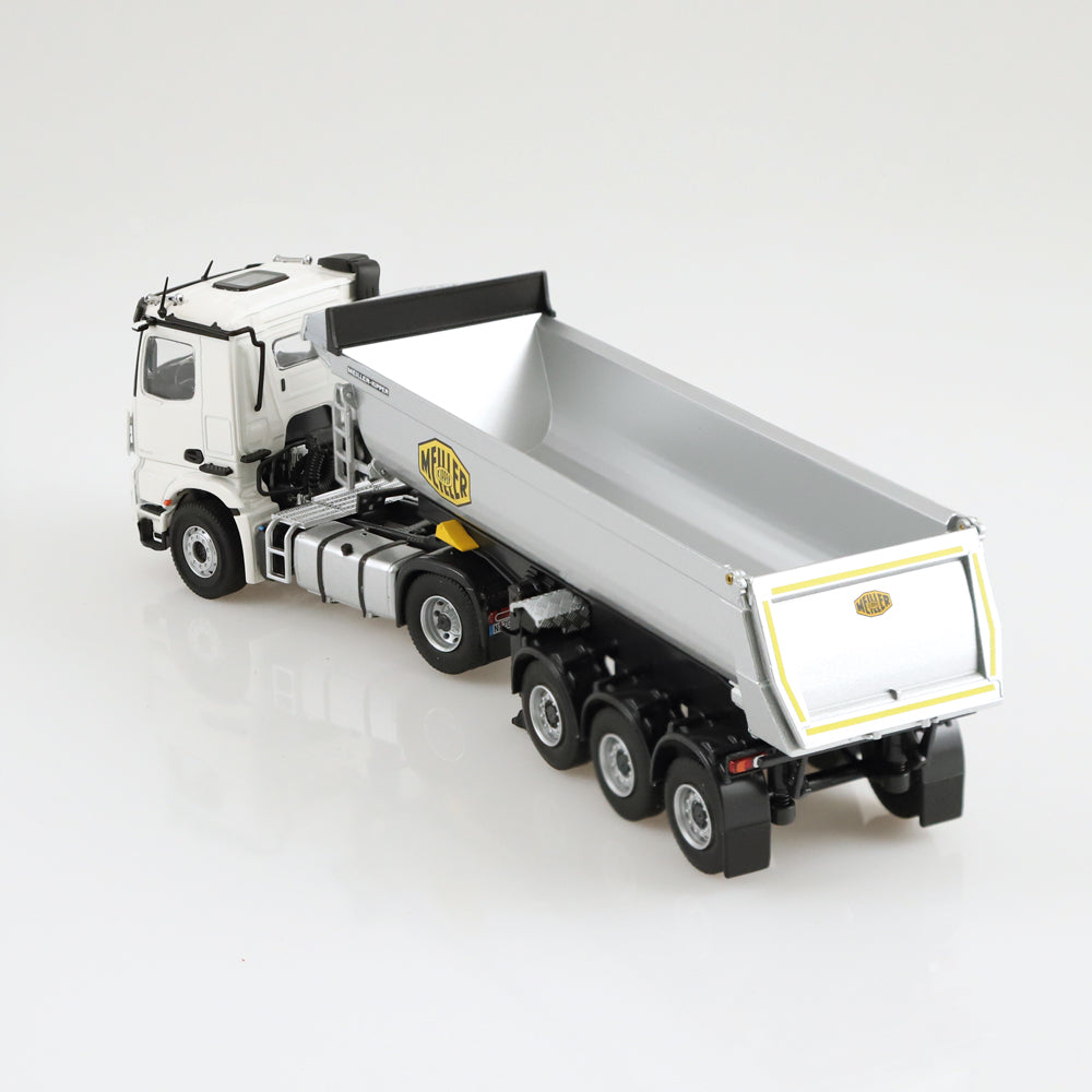 Mercedes-Benz Arocs Meiller tipping semi trailer.