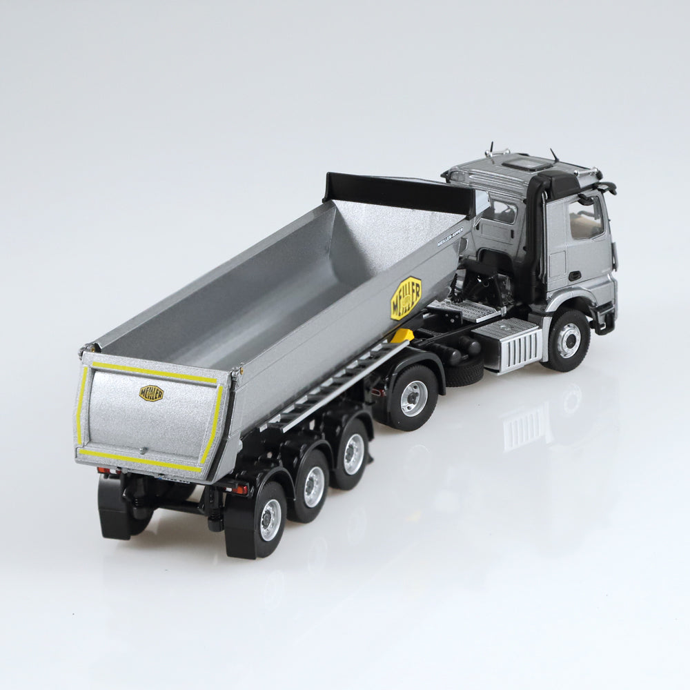 Mercedes-Benz Arocs Meiller tipping semi trailer.